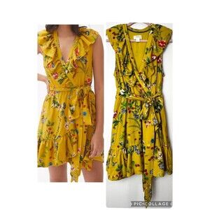 Floral Yellow Wrap Dress